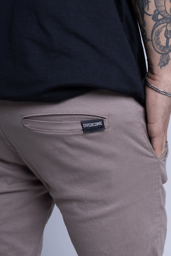 Calça Overcome Chino Logo Bege