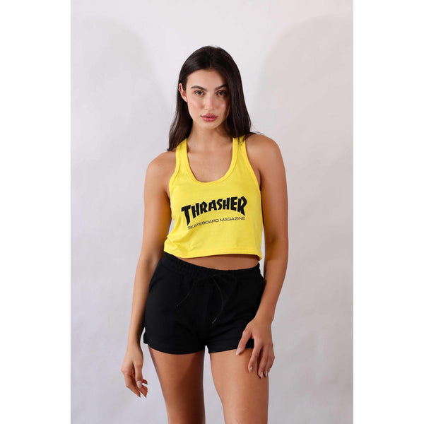 Cropped Thrasher "Skate Mag Tank Crop" Amarelo